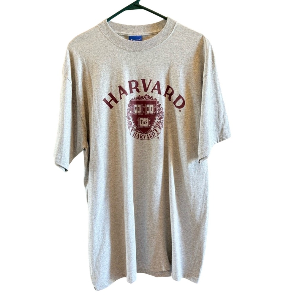 Champion Harvard Collegiate XL Graphic Tee Heather Gray T-Shirt